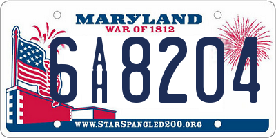 MD license plate 6AH8204
