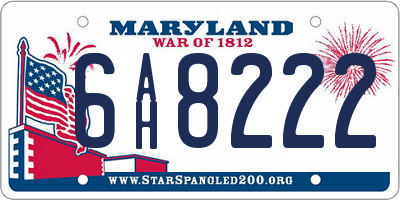 MD license plate 6AH8222
