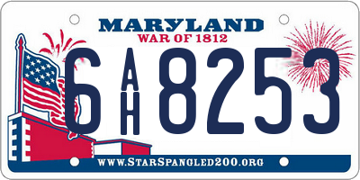 MD license plate 6AH8253