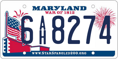 MD license plate 6AH8274
