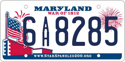 MD license plate 6AH8285
