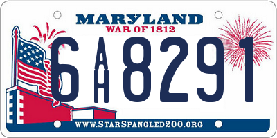 MD license plate 6AH8291