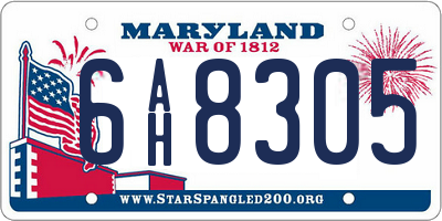 MD license plate 6AH8305
