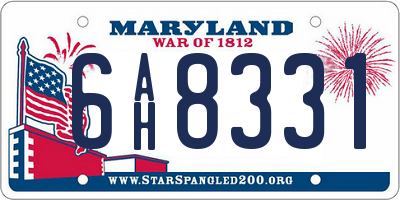 MD license plate 6AH8331