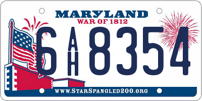 MD license plate 6AH8354