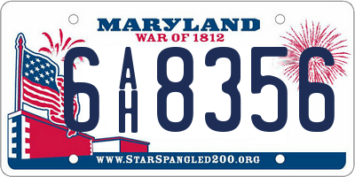 MD license plate 6AH8356