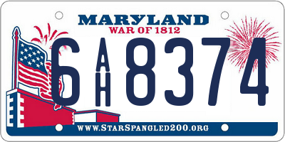 MD license plate 6AH8374