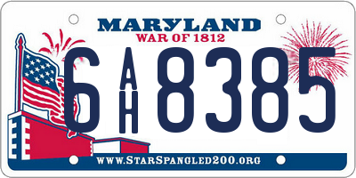 MD license plate 6AH8385