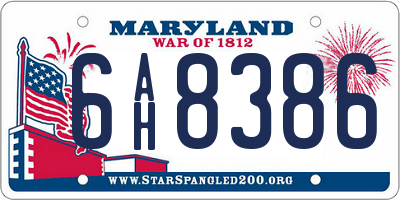 MD license plate 6AH8386