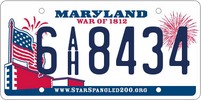 MD license plate 6AH8434