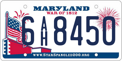MD license plate 6AH8450