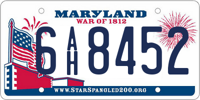 MD license plate 6AH8452