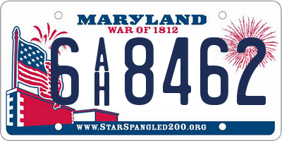 MD license plate 6AH8462