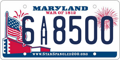 MD license plate 6AH8500