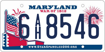 MD license plate 6AH8546