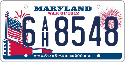 MD license plate 6AH8548