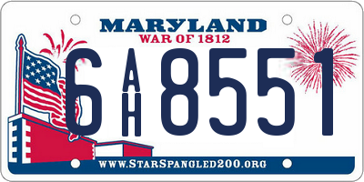 MD license plate 6AH8551