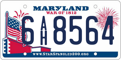 MD license plate 6AH8564