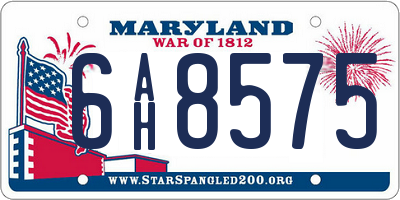 MD license plate 6AH8575