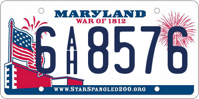 MD license plate 6AH8576