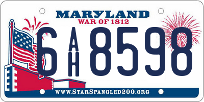 MD license plate 6AH8598