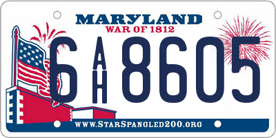 MD license plate 6AH8605