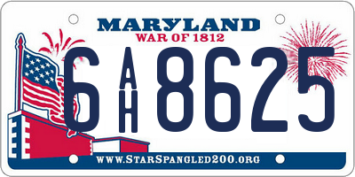 MD license plate 6AH8625