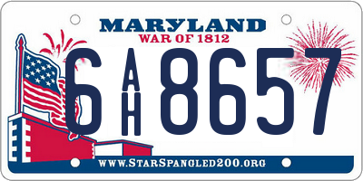 MD license plate 6AH8657