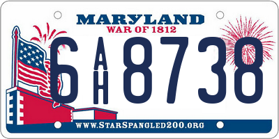MD license plate 6AH8738