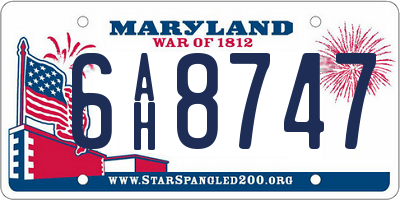 MD license plate 6AH8747