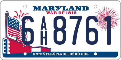 MD license plate 6AH8761