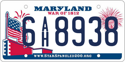 MD license plate 6AH8938