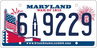MD license plate 6AH9229