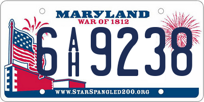 MD license plate 6AH9238