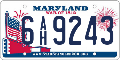 MD license plate 6AH9243