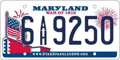 MD license plate 6AH9250