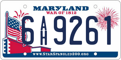 MD license plate 6AH9261