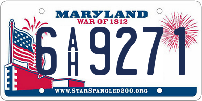 MD license plate 6AH9271