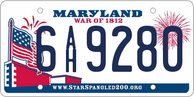 MD license plate 6AH9280
