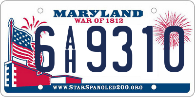 MD license plate 6AH9310
