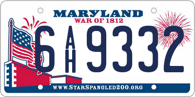 MD license plate 6AH9332