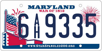 MD license plate 6AH9335