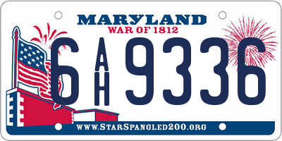 MD license plate 6AH9336