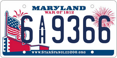 MD license plate 6AH9366