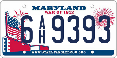 MD license plate 6AH9393