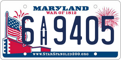 MD license plate 6AH9405