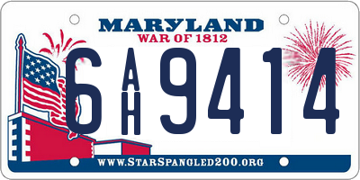 MD license plate 6AH9414