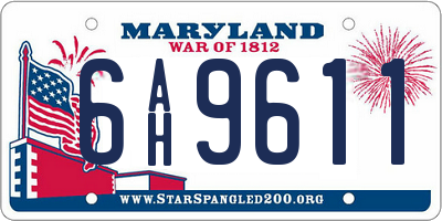MD license plate 6AH9611