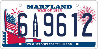 MD license plate 6AH9612