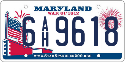 MD license plate 6AH9618
